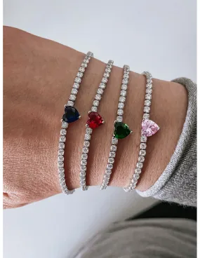 Bracciale Tennis Bianco e Cuore di Zircone