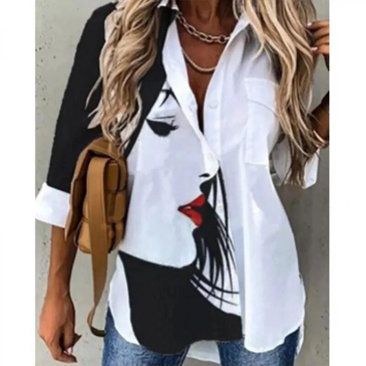 Camicette da donna Primavera Autunno Nuove camicie Camicie casual a maniche lunghe alla moda Camicie in poliestere dal temperame