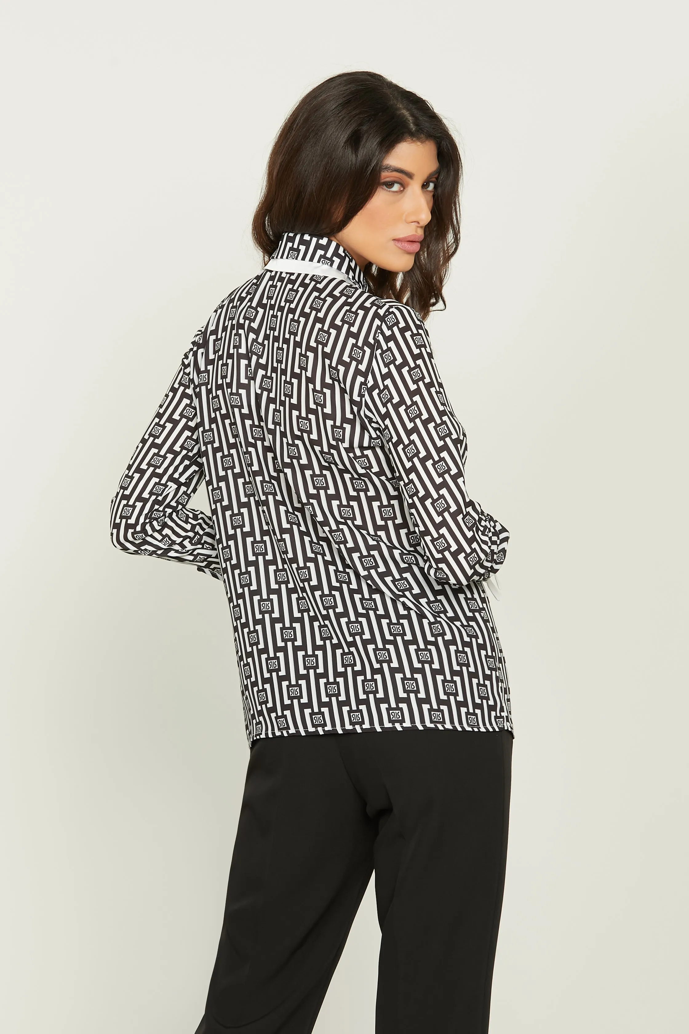 Camicia KULA manica lunga con doppio colletto più gemelli più stampa logo