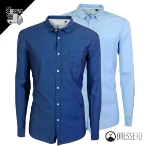 Camicia Uomo Slim Fit effetto jeansato con taschino 100% Cotone Camicie Dresserd