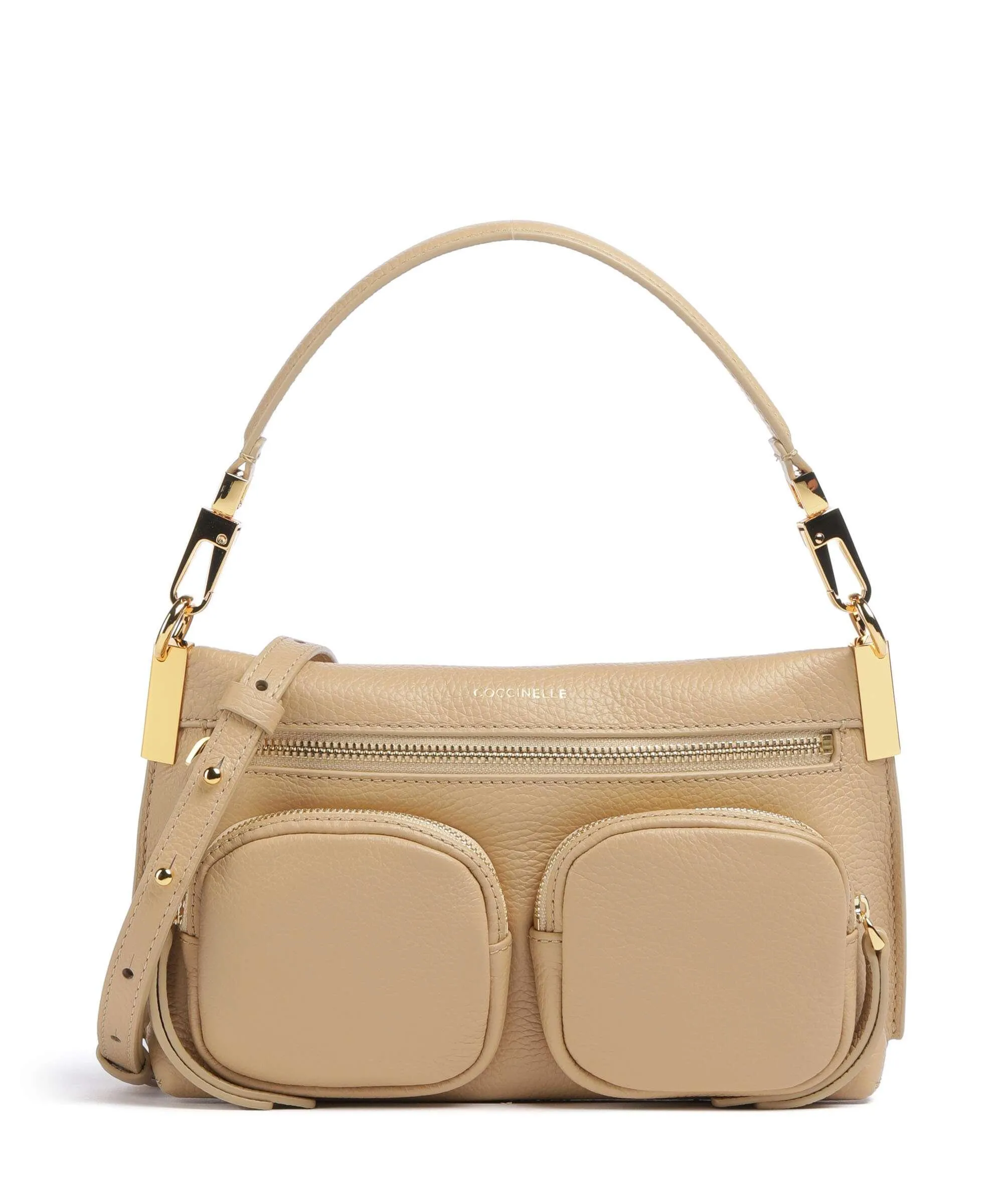  Coccinelle Hyle Borsa a spalla pelle granulata beige  