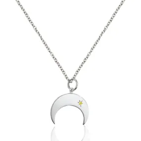 Collana con ciondolo mezzaluna in argento 925 e zircone giallo