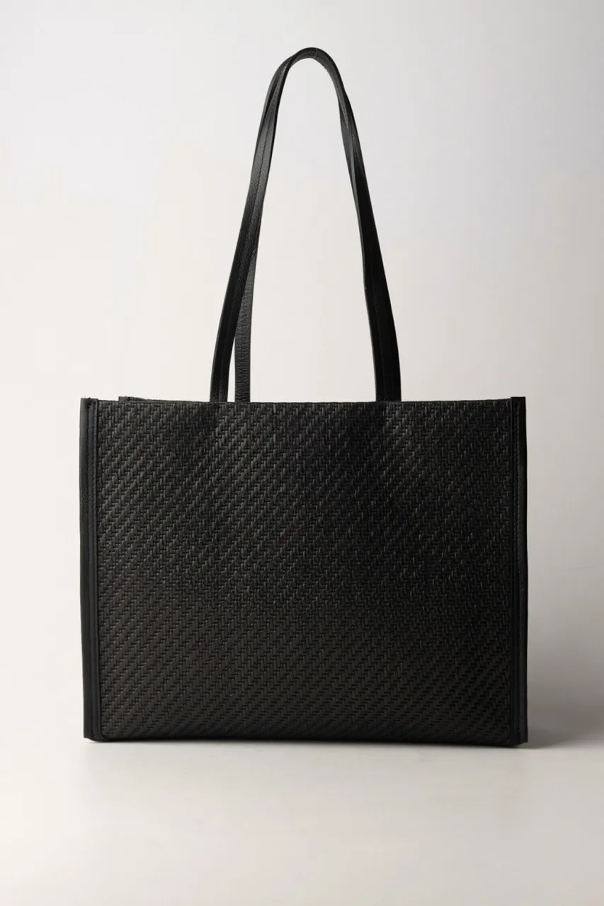 Shopper bag intrecciata Black/Black