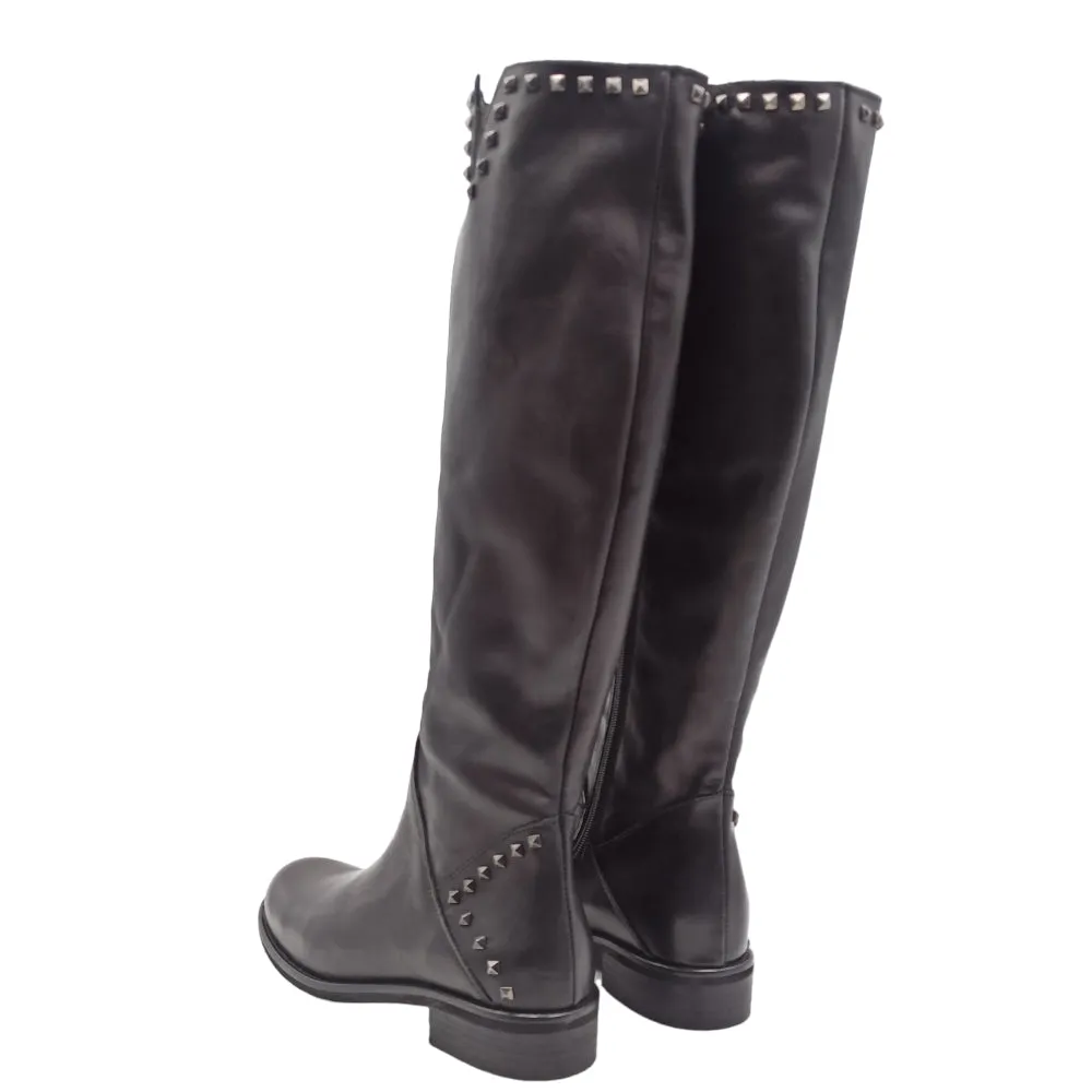 Stivale Donna in pelle borchie 1200 nero