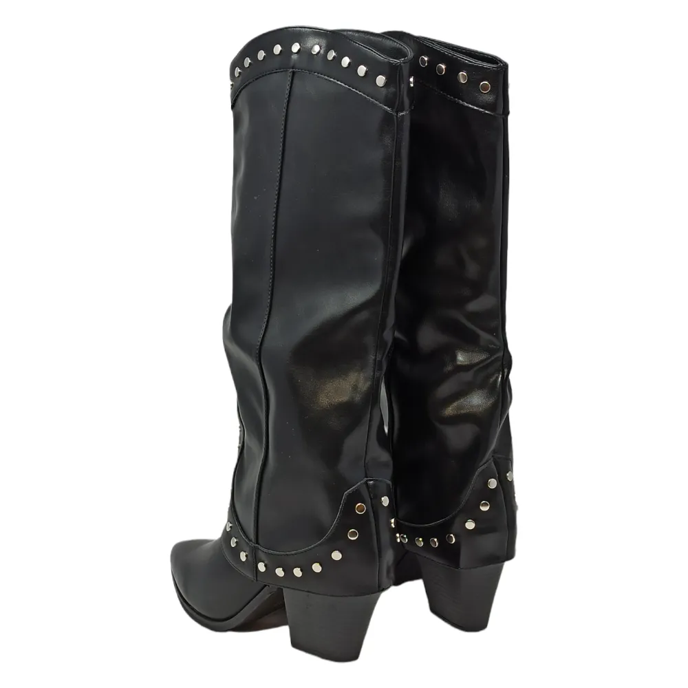 Stivale Texano Con Borchie Donna Ecopelle King Of Hearts Destiny