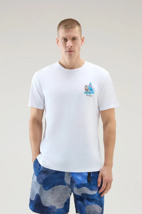 T-shirt in puro cotone con stampa grafica                                                                                       